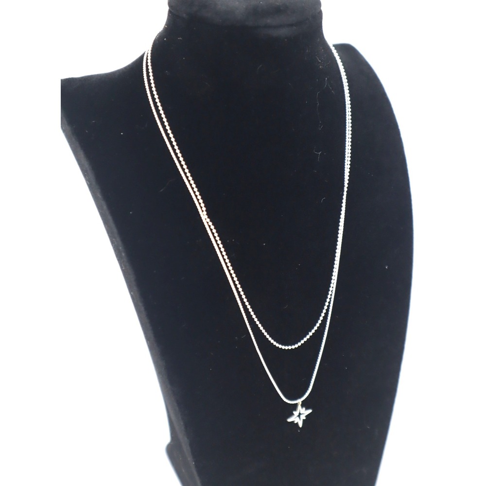 Silvertone Layered Necklace North Star Pendant Celestial Jewelry Dainty Delicate